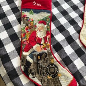Santa Claus Needlepoint Christmas Stocking